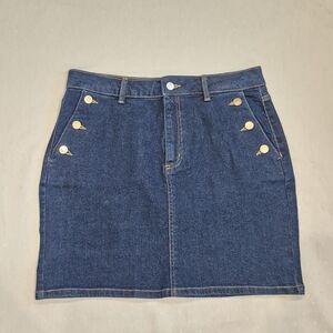 Michael KORS Denim Skirt with Gold Button Accents Size 10